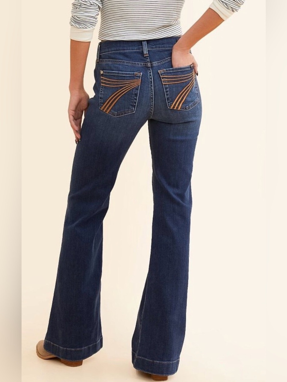 7 For All Mankind Tailorless Dojo Jeans Flare Leg Stretch Trouser Denim Size 30